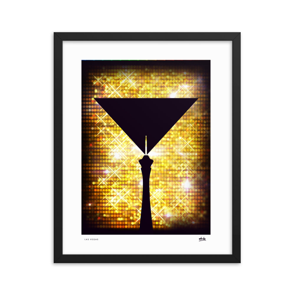 Martini-Las-Vegas-Gold - Framed Print